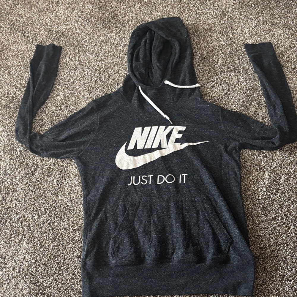 Nike  woman’s Black Zip Hoodie with White Logo